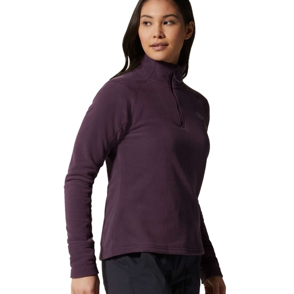 Mountain Hardwear Fleece Quarter-zip Women's Small Burgundy Microchill Pullover - Picture 1 of 8